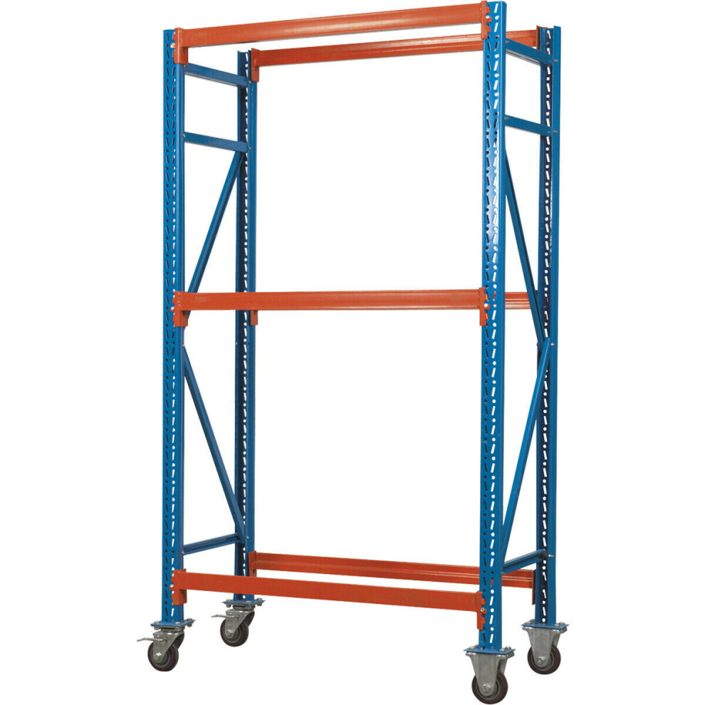 Two Level Mobile Tyre Rack - 200kg Per Level - Steel Construction - Wheeled