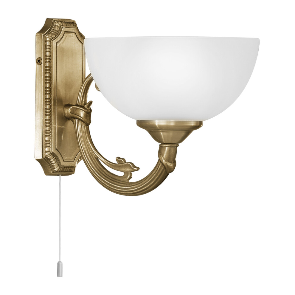 Loops Wall Light Colour Bronzed Cast Metal Shade White Satin Glass Bulb E14 1X40w