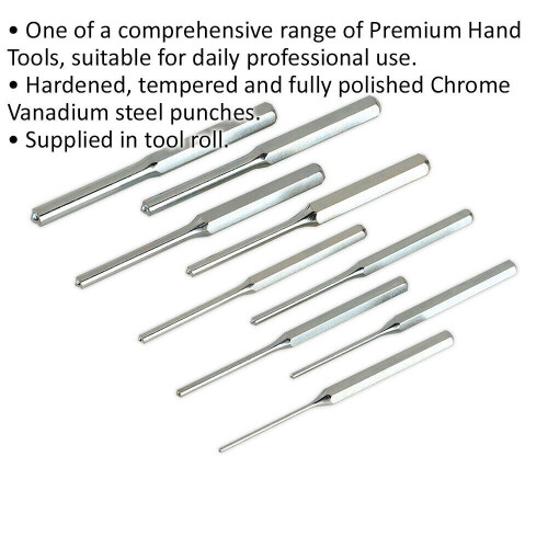 Loops 9 Pc Parallel Roll Pin Punch Set - Hardened & Tempered Steel Punches - Metric 1