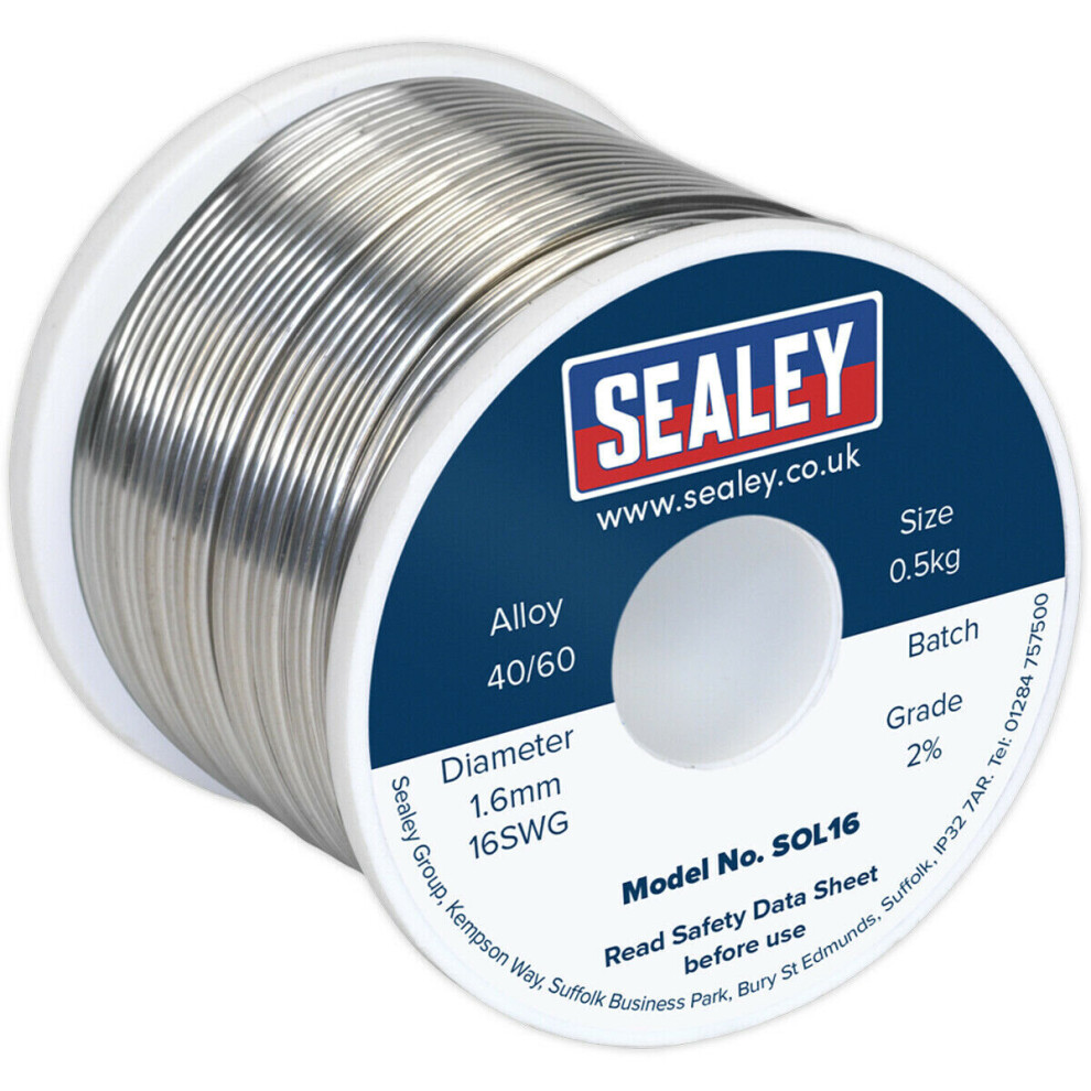 Loops 0.5Kg Quick Flow Solder Wire Cable Reel Drum - 1.6Mm 16Swg - 40/60 Tin/Lead