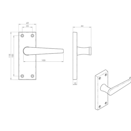 Loops 2x PAIR Straight Handle on Short Latch Backplate 118 x 42mm Polished Brass 2