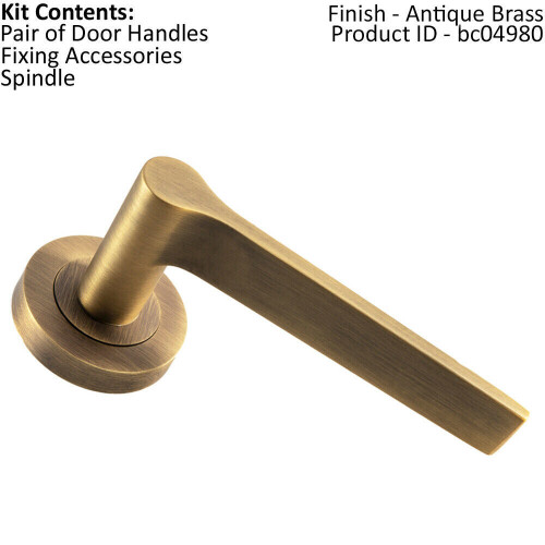 Loops PAIR Straight Rounded Handle on Round Rose Concealed Fix Antique Brass 1