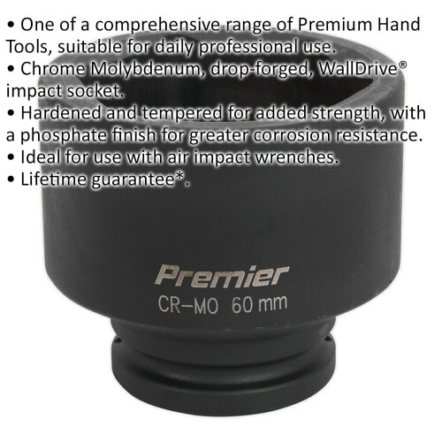 Loops 60mm Forged Impact Socket - 3/4 Inch Sq Drive - Chromoly Impact Wrench Socket 1