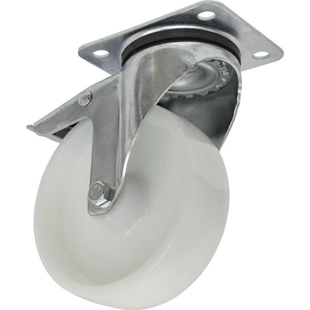 Loops 125Mm Swivel Plate Castor Wheel - 40Mm Tread - Polyamide - Total Lock Brakes