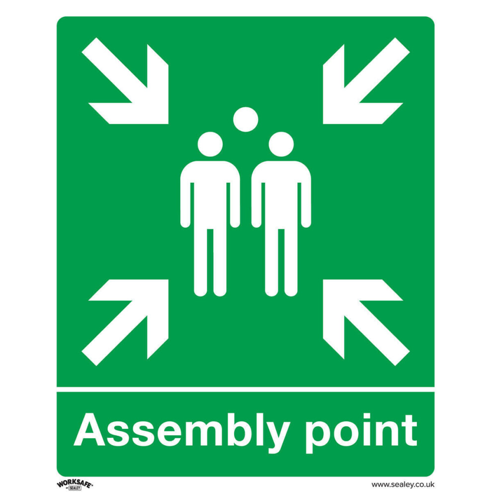 Loops 1X Assembly Point Health & Safety Sign - Rigid Plastic 250X 300Mm Warning Plate