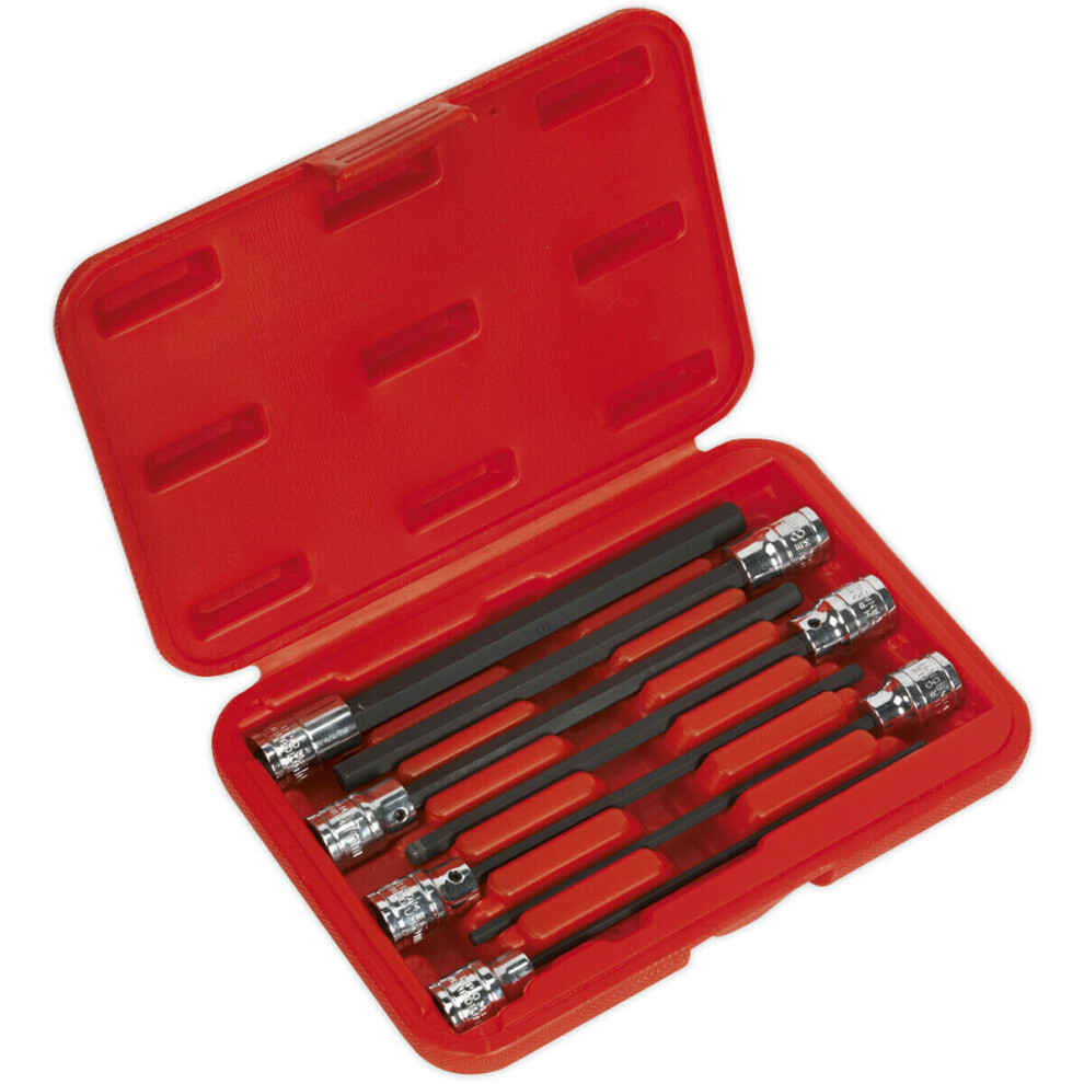 7Pc Hex Socket Bit Set 3/8" Square Drive 3Mm To 10Mm - 150Mm Long Shaft S2 Steel 5056524248119