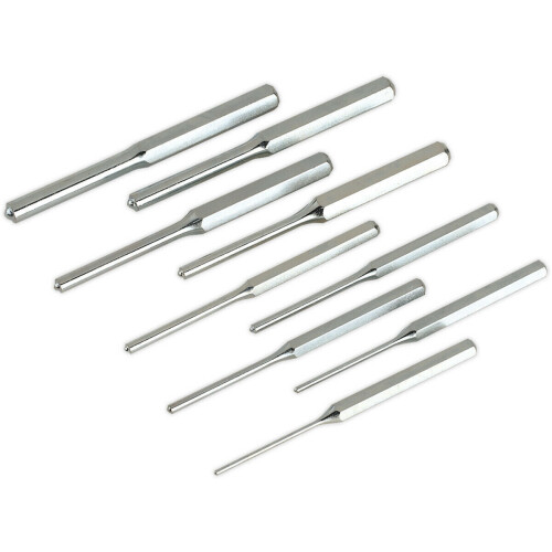 Loops 9 Pc Parallel Roll Pin Punch Set - Hardened & Tempered Steel Punches - Metric