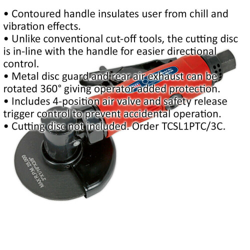 Loops Straight Air Cut Off Tool - 75mm Disc - 1/4" BSP Inlet - Safety Release Trigger 1