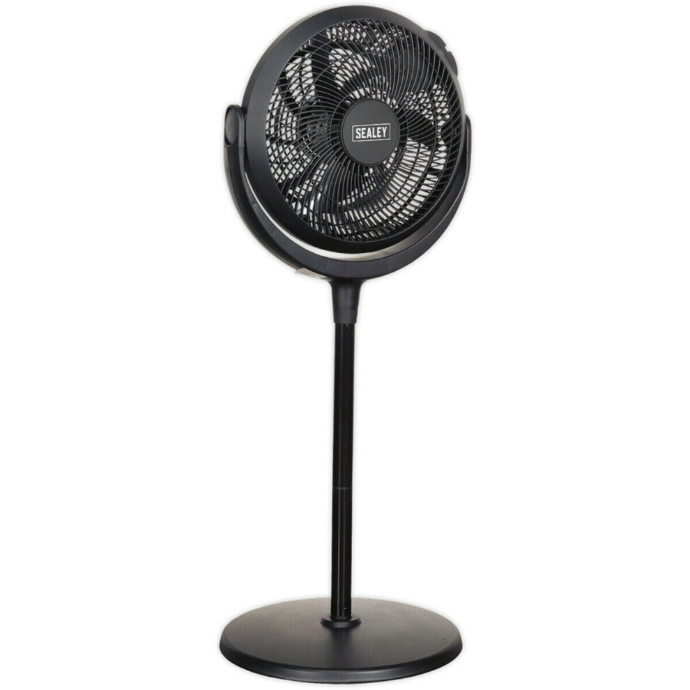Loops 12" Desk & Pedestal Fan - 3 Speed Settings - Adjustable Height - 3-Pin Uk Plug