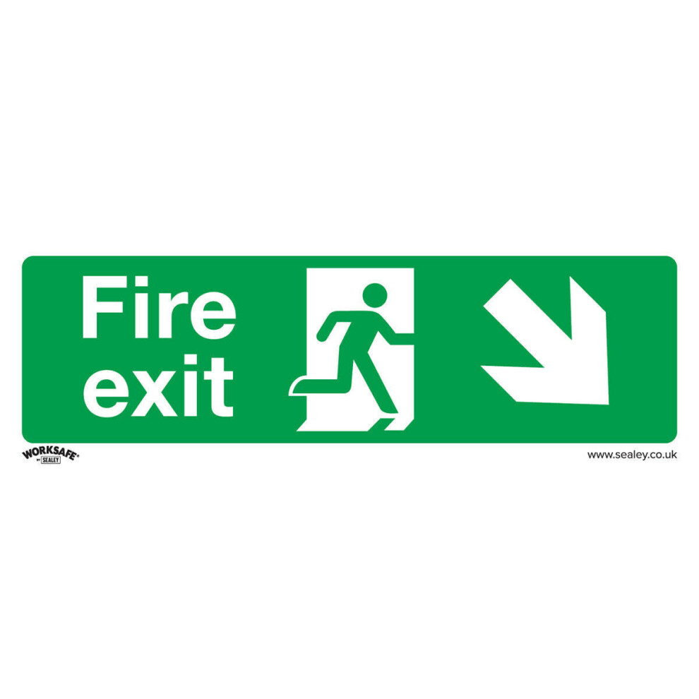 1x FIRE EXIT DOWN RIGHT Health & Safety Sign Self Adhesive 300 x 100mm Sticker