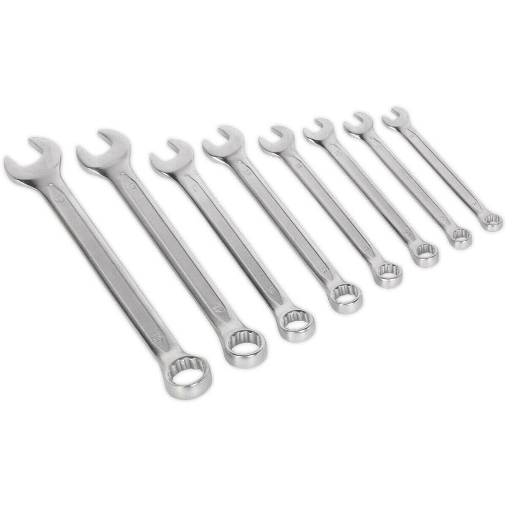 8Pc Slim Handled Combination Spanner Set -12 Point Metric Ring Open Head Wrench 5056524248768