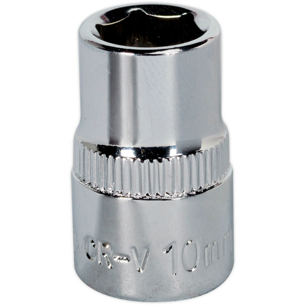 10mm Forged Steel Drive Socket - 3/8" Square Drive - Polished Chrome Vanadium