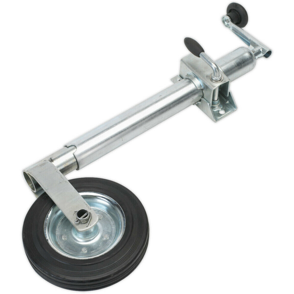 Heavy Duty Jockey Wheel with 50mm Clamp - 200mm Solid Wheel - Zinc Plated