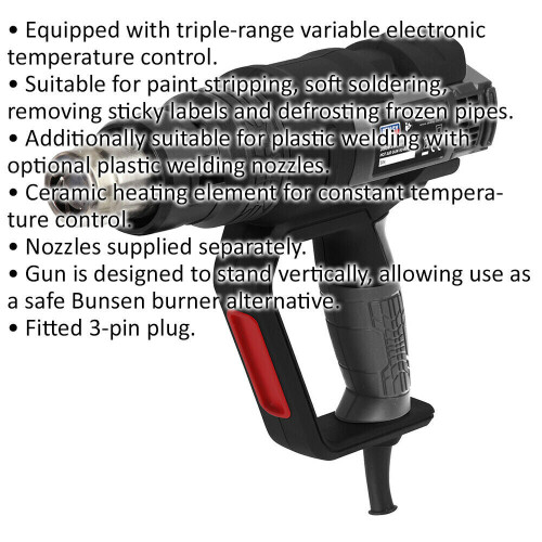 Loops 2000W 3-Speed Hot Air Gun - 50 to 600 Degree Celsius - Temperature Control 1