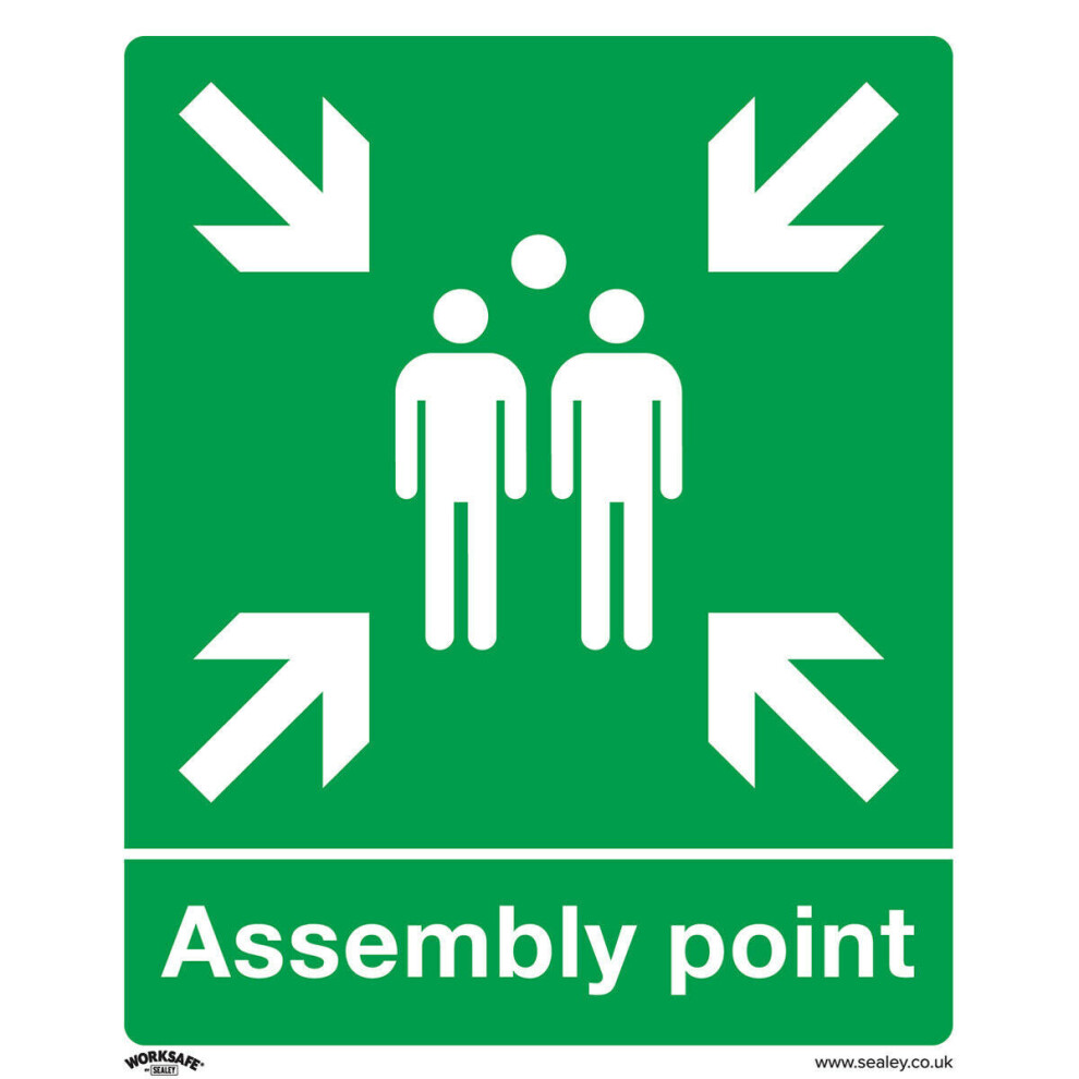 10x ASSEMBLY POINT Health & Safety Sign - Rigid Plastic 250 x 300mm Warning