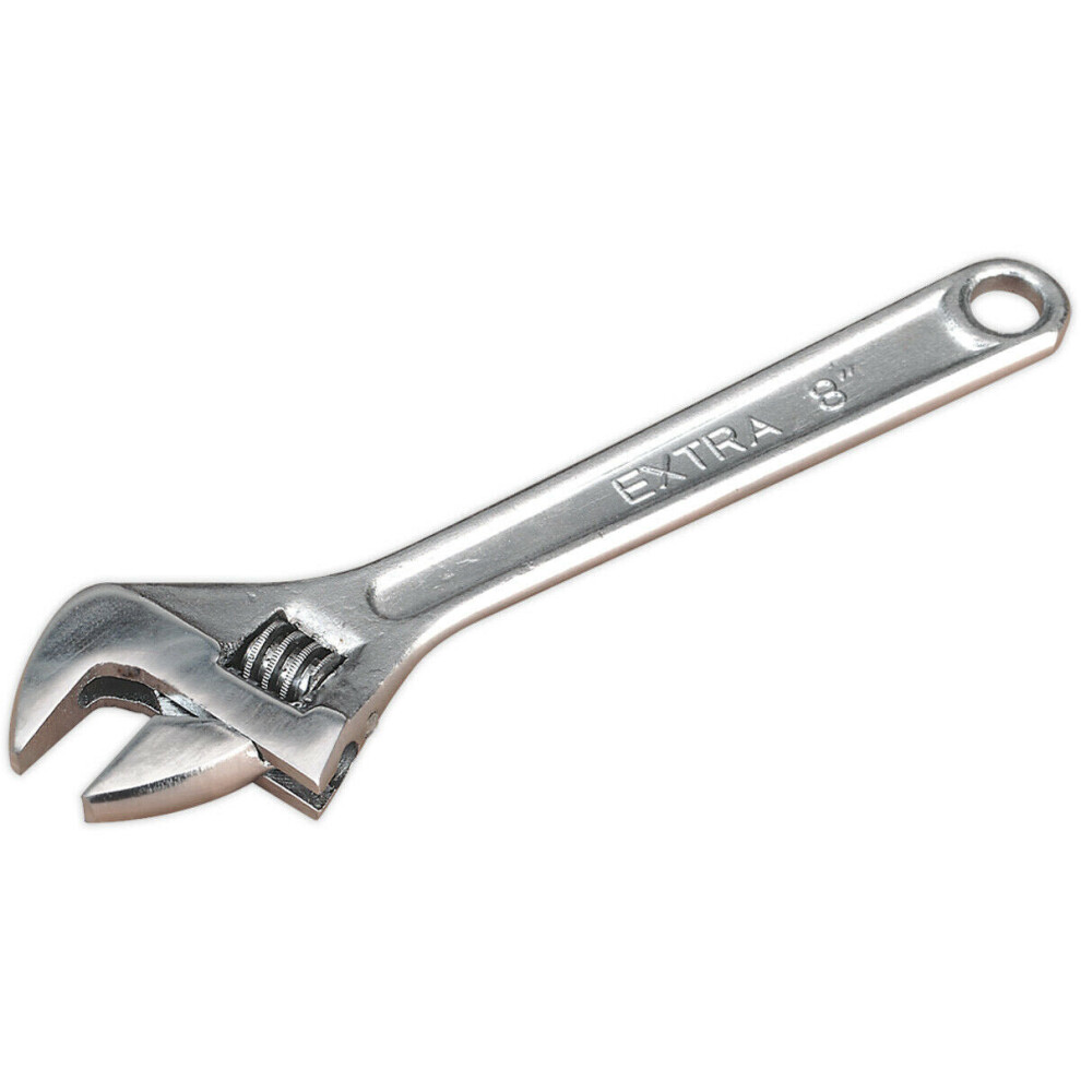 200mm Adjustable Wrench - Chrome Plated Steel - 24mm Offset Jaws - Spanner