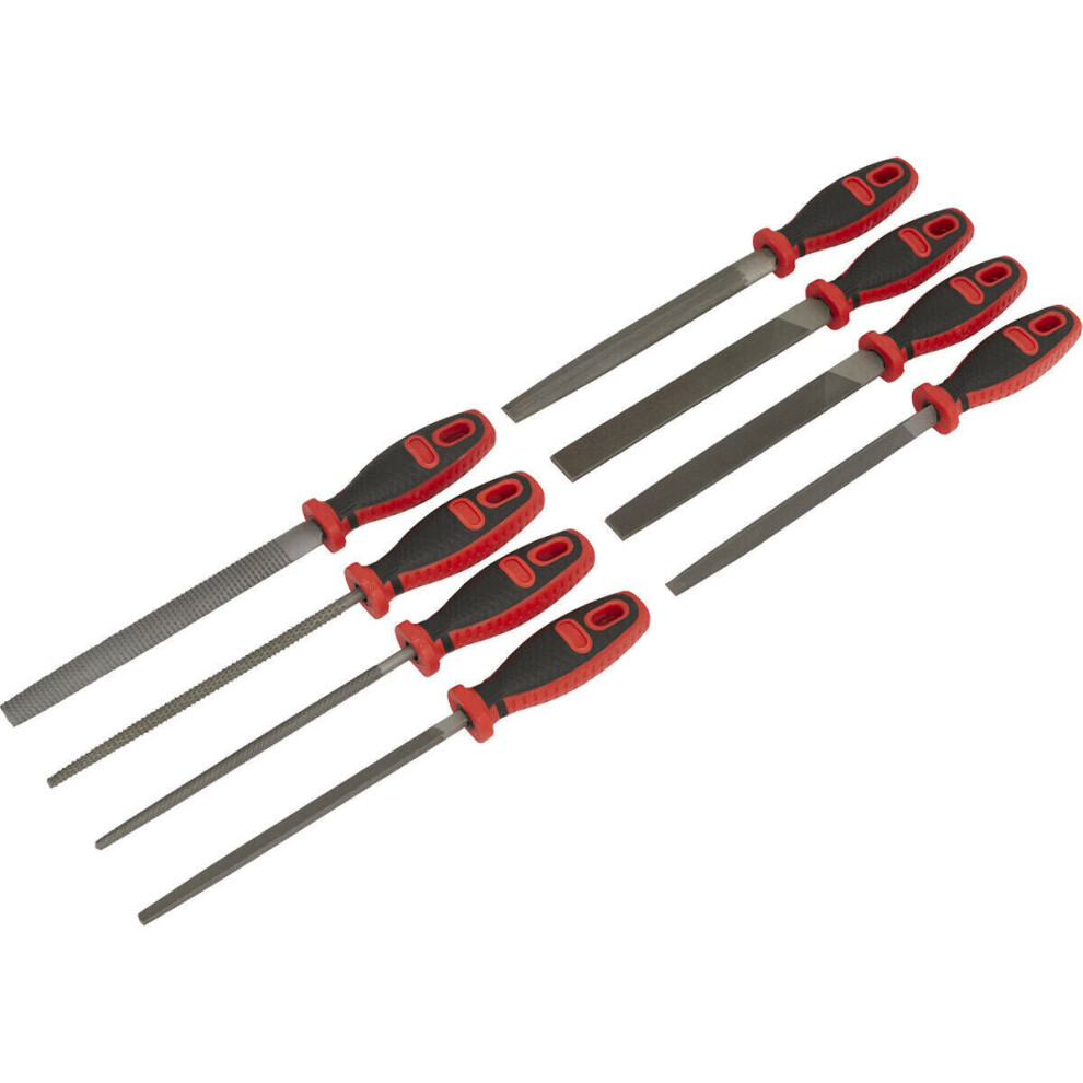 Loops 8 Piece Engineers File & Wood Rasp Set - Double Cut - Medium-Coarse - Soft Grip