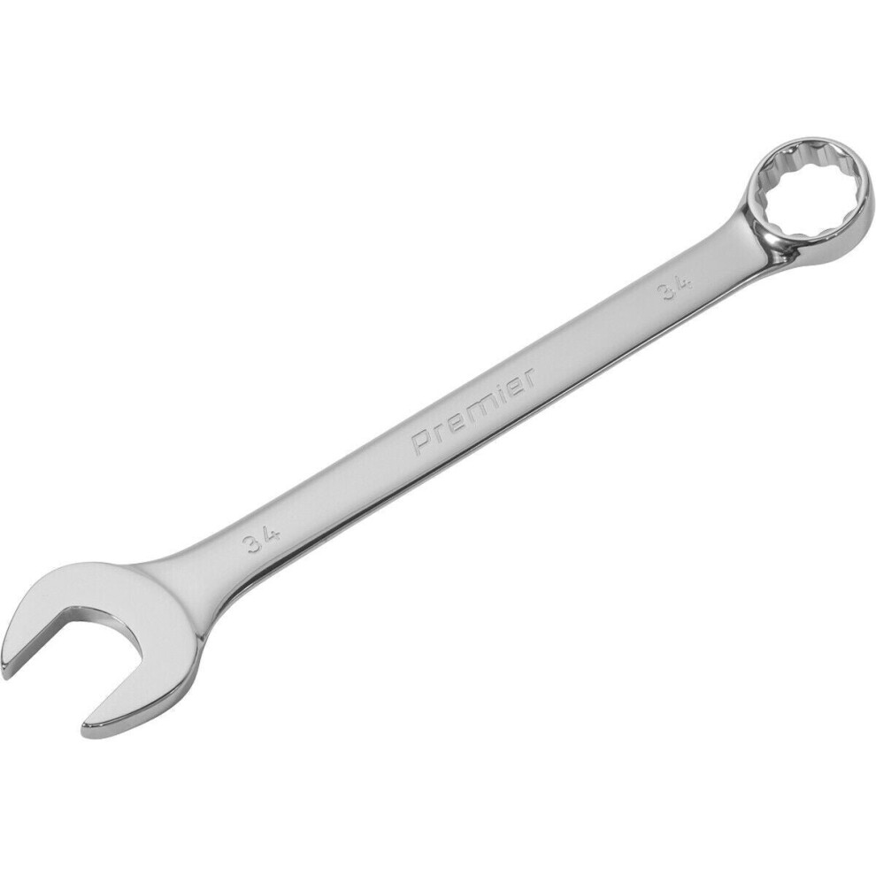 Loops 34Mm Extra Large Combination Spanner - Open Ended & 12 Point Metric Ring Wrench