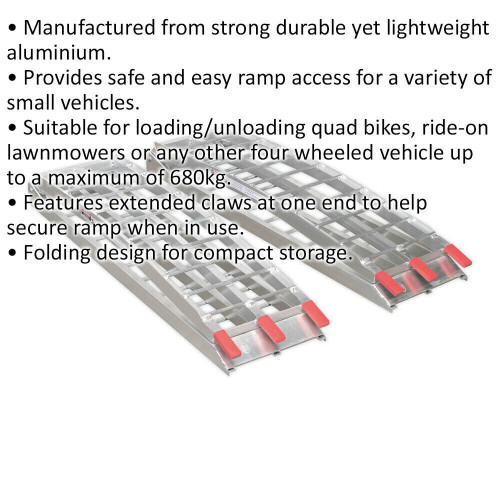Loops PAIR Aluminium Loading Ramps - 680kg Capacity Per Pair - Folding Design 1