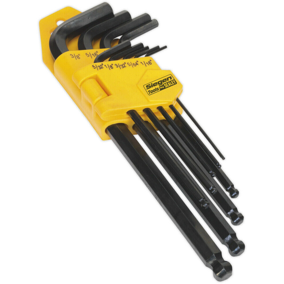 9 Piece Ball-End Hex Key Set - Imperial Sizing - 30 Degree Angled Drive