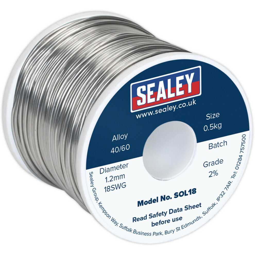 0.5Kg Quick Flow Solder Wire Cable Reel Drum - 1.2Mm 18Swg - 40/60 Tin/Lead 5056581922366