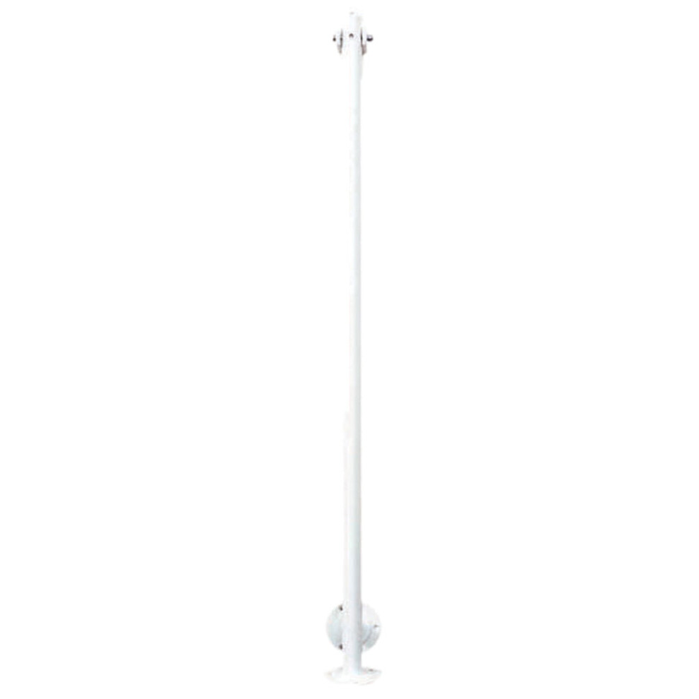 White Two Flanged Mopstick Handrail Support - Swivel Bracket - Mobility Aid