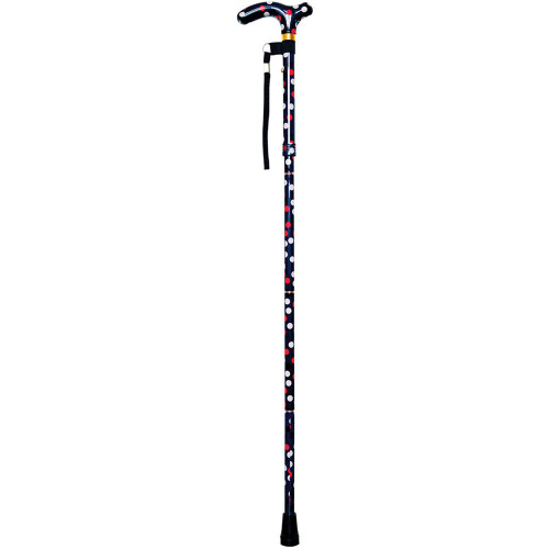 Loops Deluxe Ambidextrous Foldable Walking Cane - 5 Height Settings - Polka Dot 2