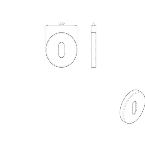 Loops 52mm Standard Lock Profile Open Escutcheon Concealed Fix Satin Steel 2