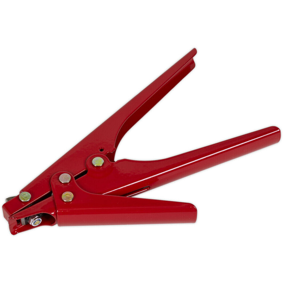 Cable Tie Fastening Tool - Spring Loaded Handle - Built-In Cutter - Zip Ties