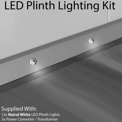Loops Eyelid LED Plinth Light Kit 12x Round Spotlight Kitchen Bathroom Floor Panel 1