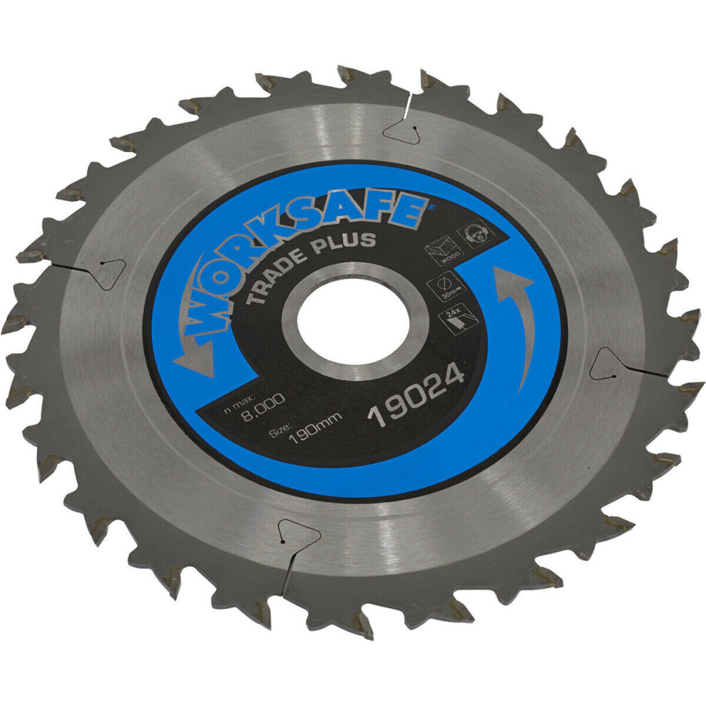 190 x 30mm TCT Circular Saw Blade - 30mm Bore - 24 TPU - Ultra Thin Clean Cut
