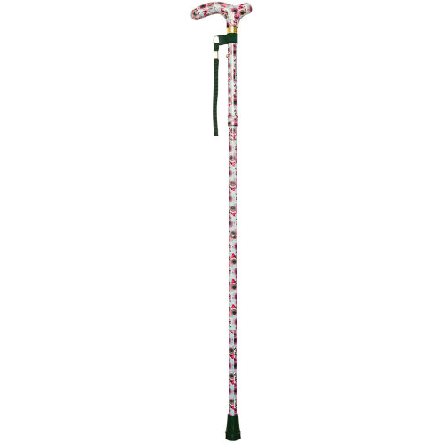 Loops Deluxe Ambidextrous Foldable Walking Cane - 5 Height Settings - Rose Design