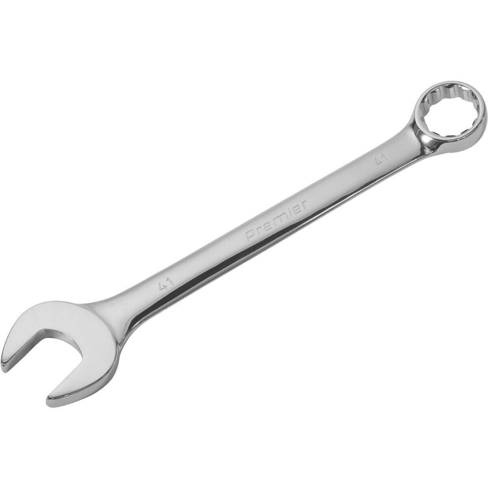 Loops 41Mm Extra Large Combination Spanner - Open Ended & 12 Point Metric Ring Wrench
