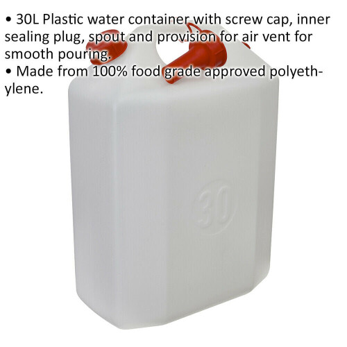 Loops 30L Plastic Water Container - Screw Cap - Inner Sealing Plug - Pouring Spout 1