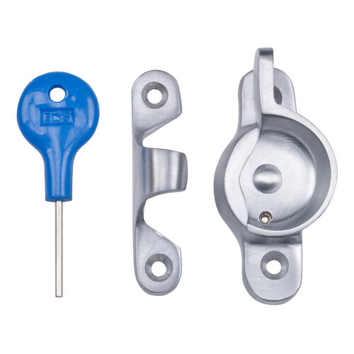 Loops Locking Fitch Pattern Sash Window Fastener 49mm Fixing Centres Satin Chrome 1