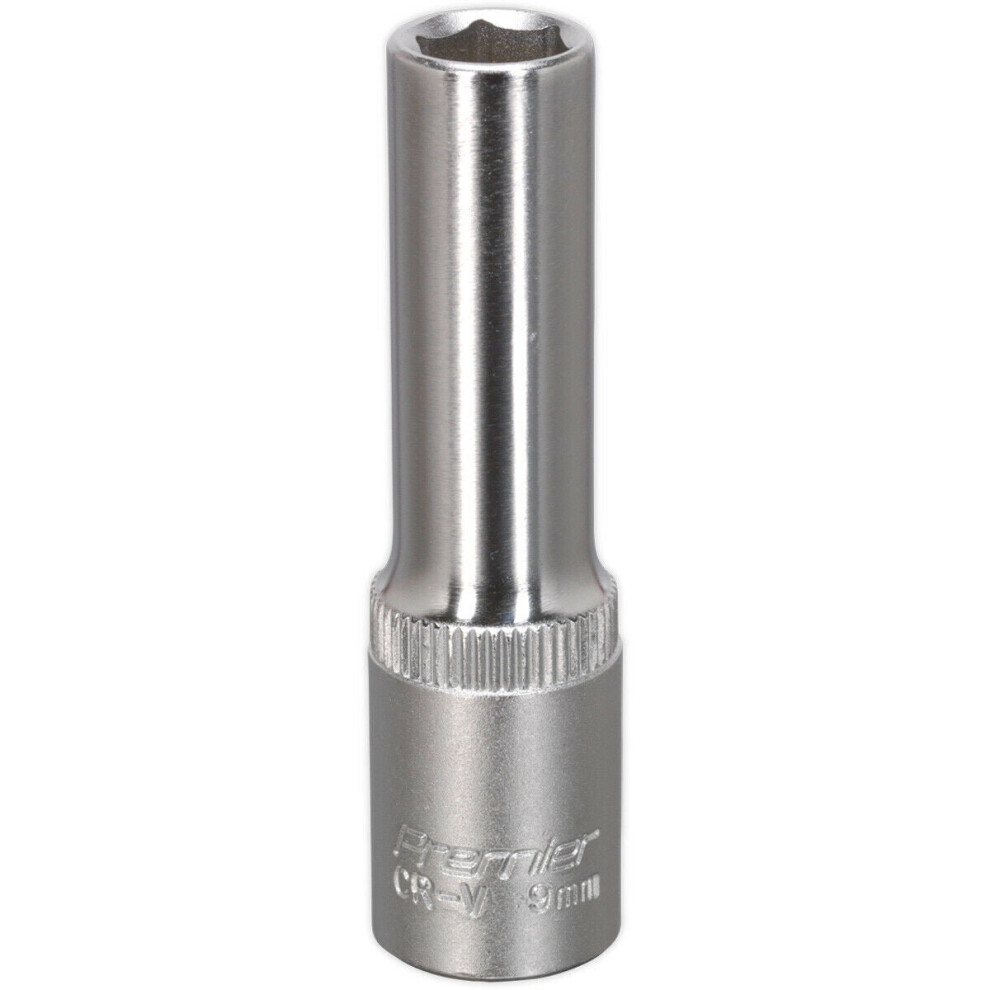 9mm Forged Steel Deep Drive Socket - 3/8" Square Drive - Chrome Vanadium Socket