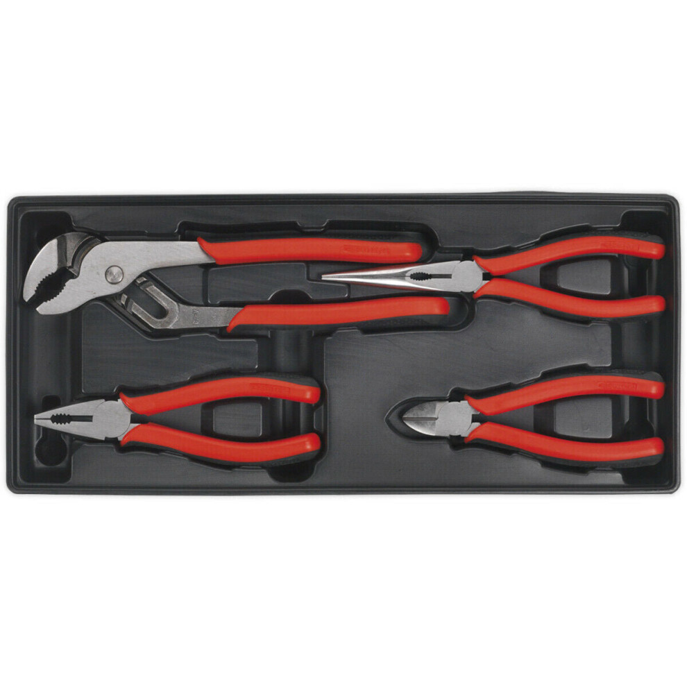 4 Piece PREMIUM Pliers Set with Modular Tool Tray - Tool Storage Organizer