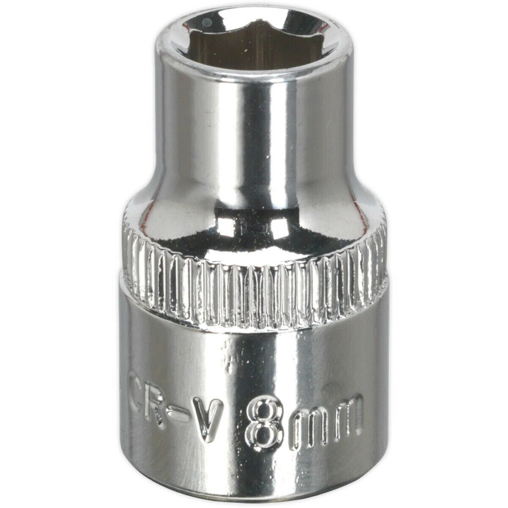 Loops 8Mm Forged Steel Drive Socket - 3/8" Square Drive - Polished Chrome Vanadium