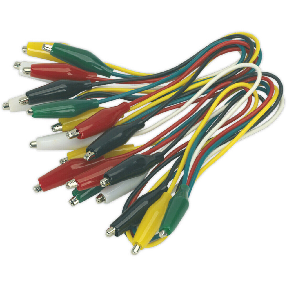 450mm Jumper Test Lead Set - 5 PAIRS - Shrouded Crocodile Clips - Test Wiring