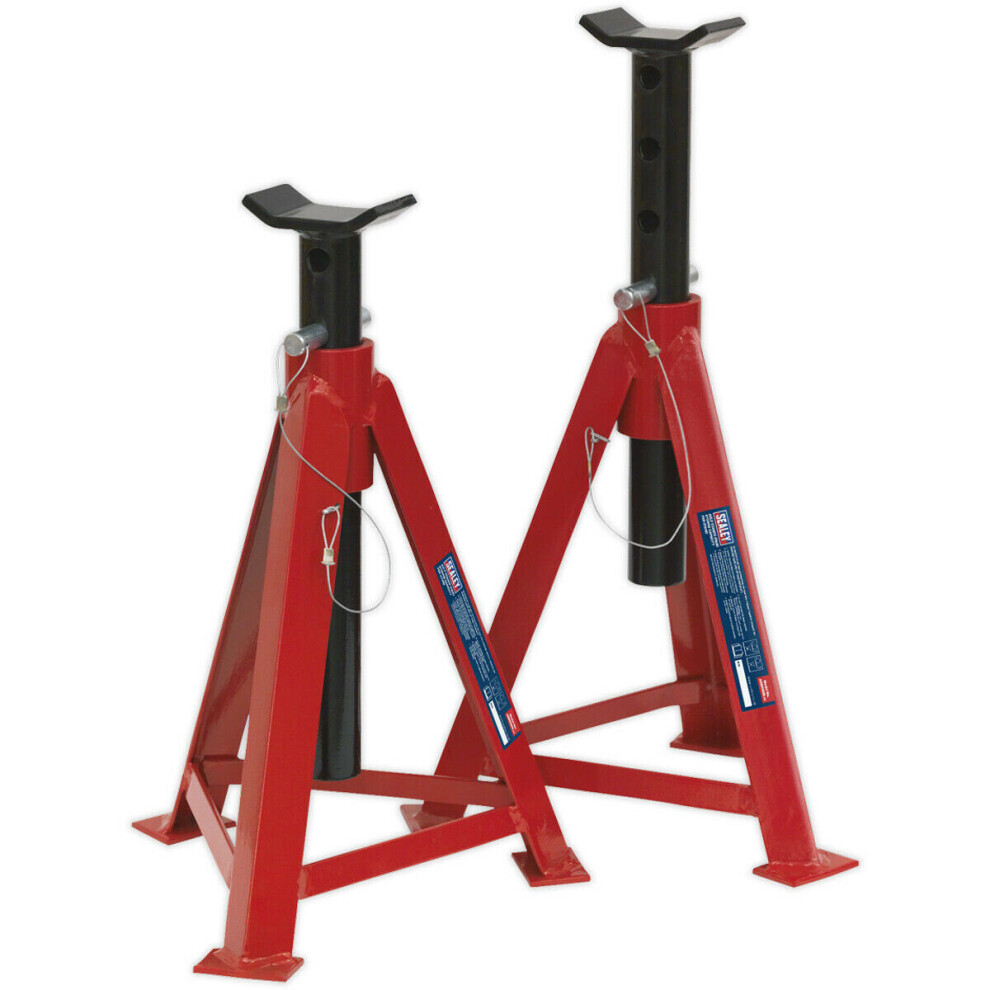 PAIR 5 Tonne Axle Stands - Pin & Chain Load Support - 700mm Max Height