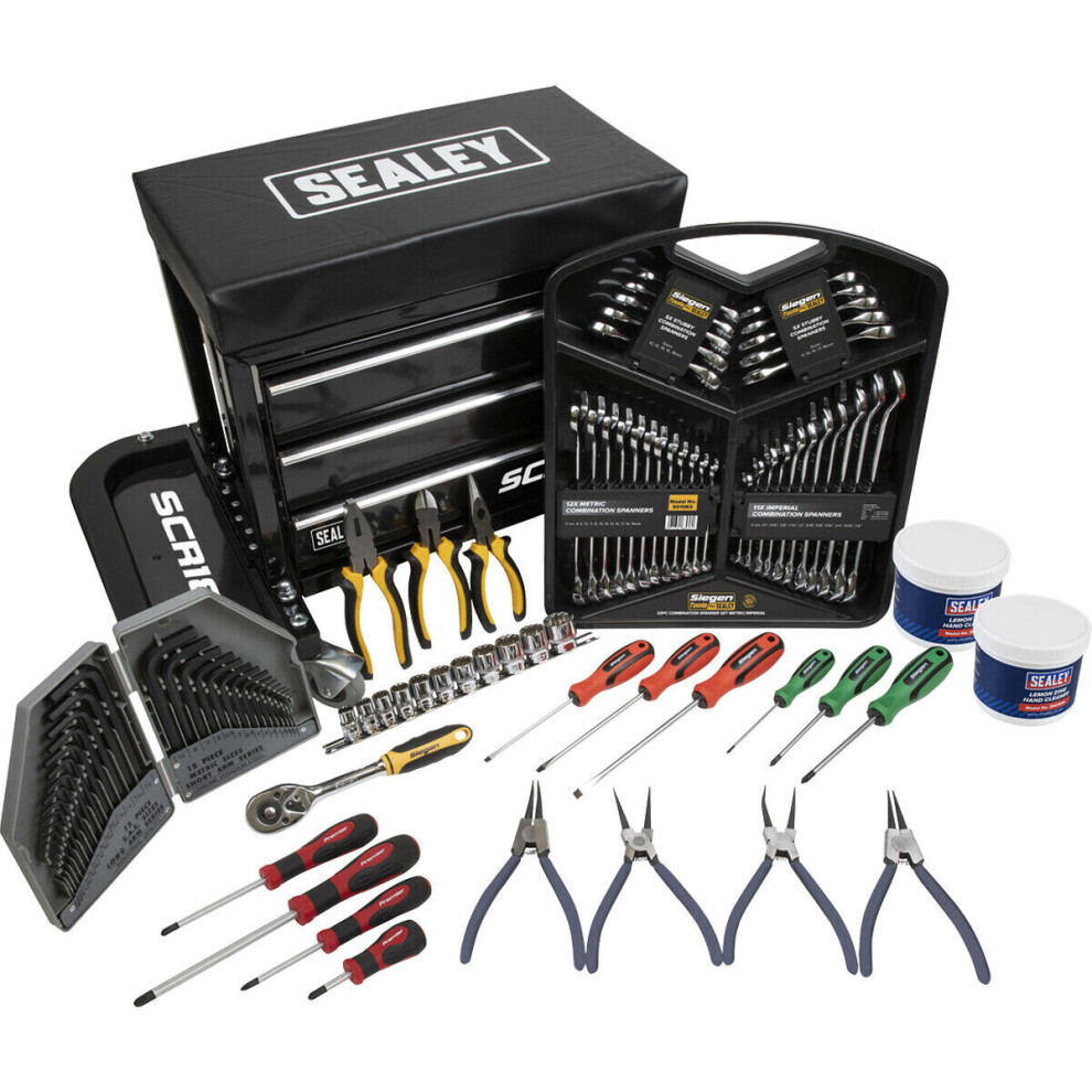 Mechanics Mobile Utility Seat & Tool Kit Bundle - 2-in-1 Utility Seat Tool Box