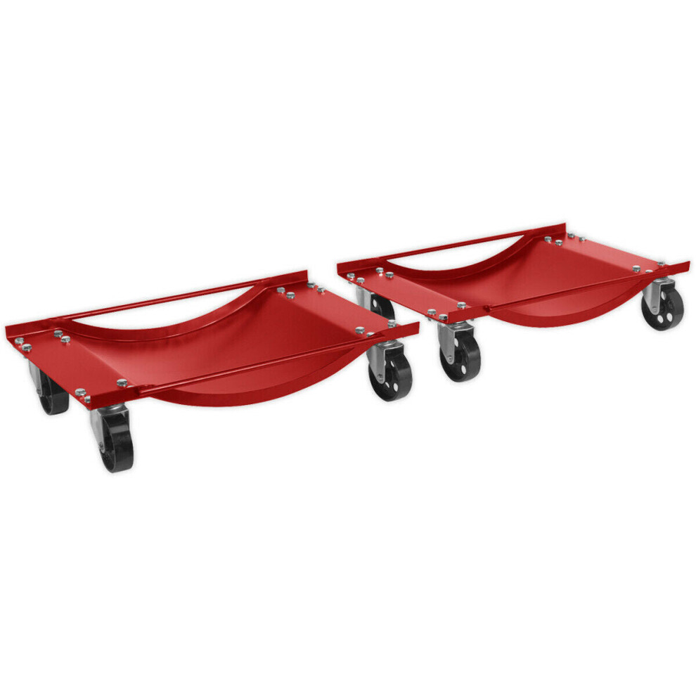 PAIR Steel Wheel Dolly Set - 454kg Capacity Per Dolly - 4 x 90mm Metal Castors