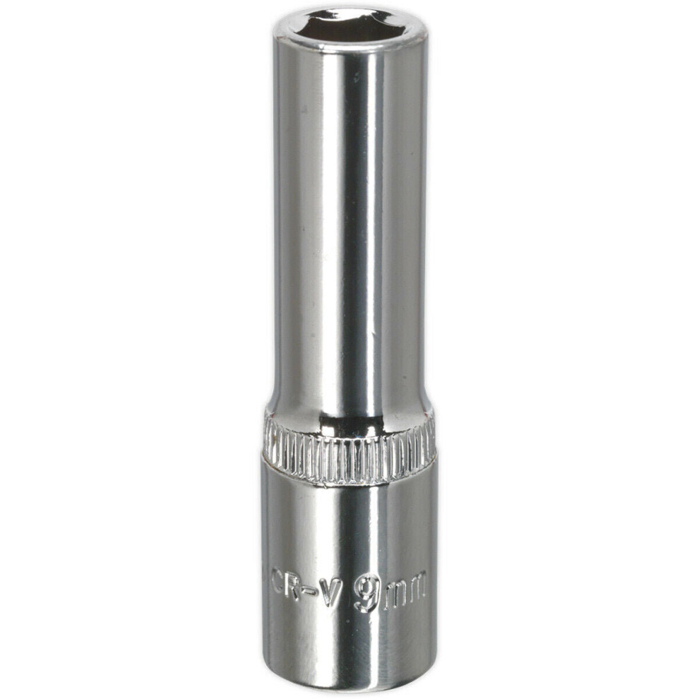 Loops 9Mm Forged Steel Deep Drive Socket - 3/8" Square Drive Polished Chrome Vanadium