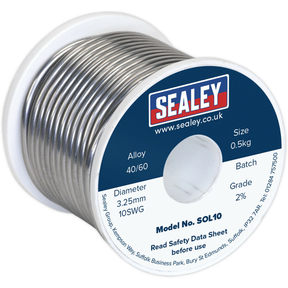 0.5Kg Quick Flow Solder Wire Cable Reel Drum - 3.25Mm 10Swg - 40/60 Tin/Lead 5056581922342