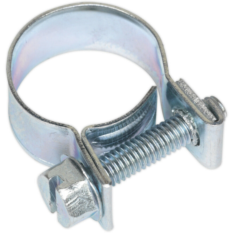 Loops 20 Pack Zinc Plated Mini Hose Clip - 14 To 16Mm Diameter - Hose Pipe Clip Fixing
