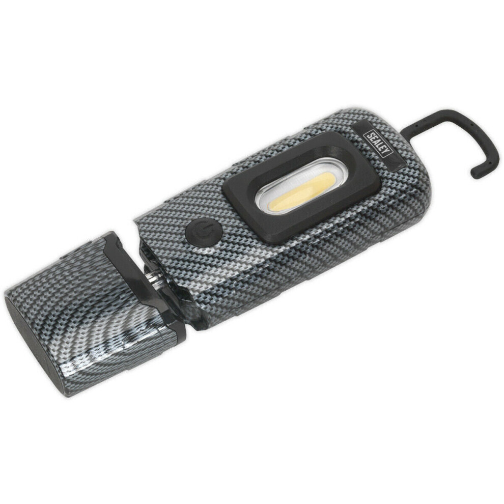 Swivel Inspection Light - 3W COB & 1W SMD LED - Rechargeable - Carbon Fibre