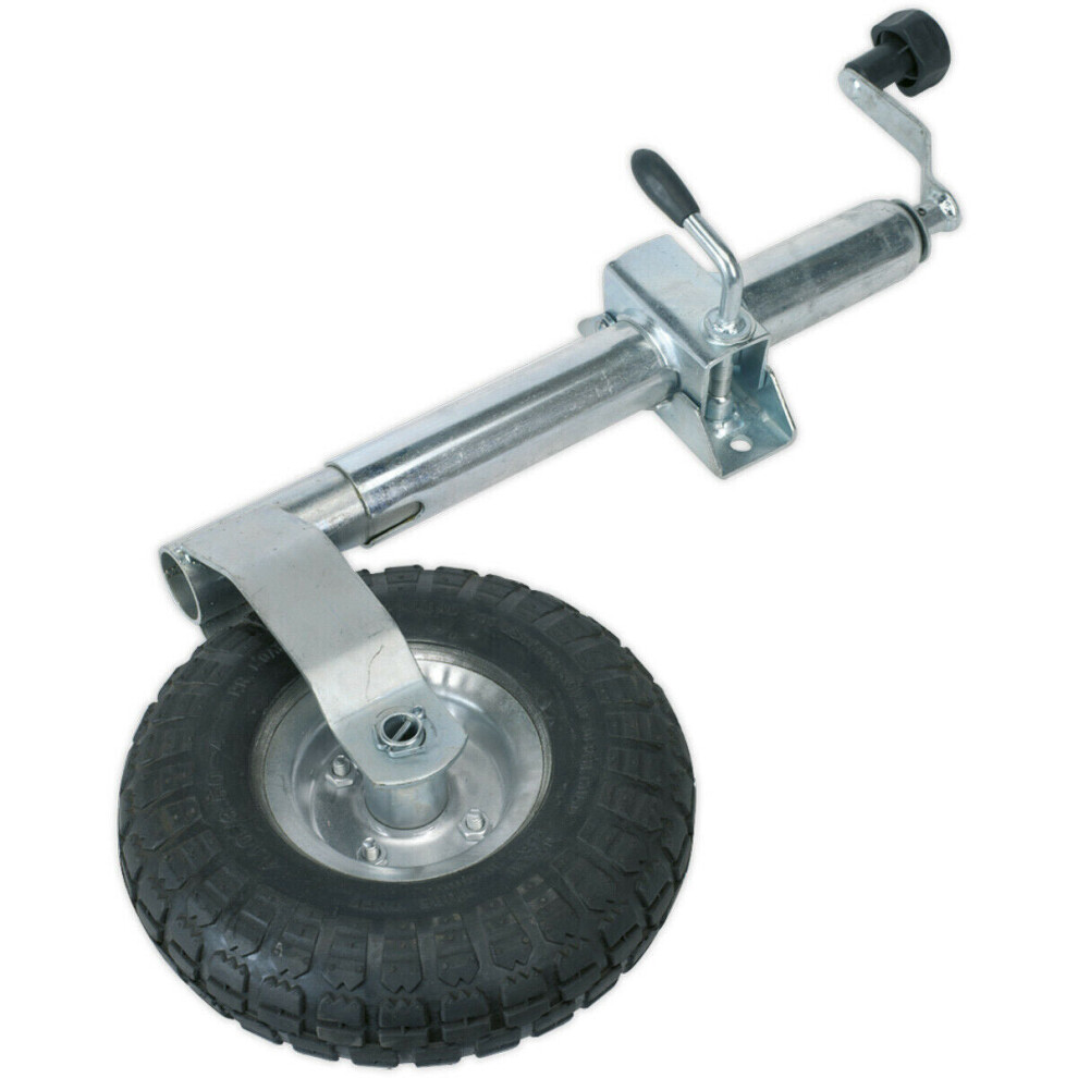 Heavy Duty Jockey Wheel with 48mm Clamp - 260mm Pneumatic Wheel - Zinc Plated