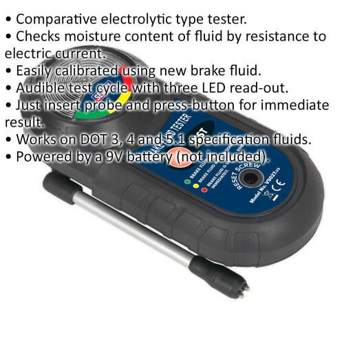 Loops Brake Fluid Electrolyte Tester - Easily Calibrated - DOT 3 4 & 5.1 Fluids 1