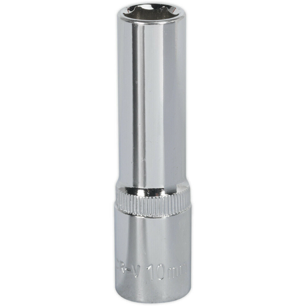 10Mm Forged Steel Deep Drive Socket - 3/8" Square Drive Polished Chrome Vanadium 5056581923127