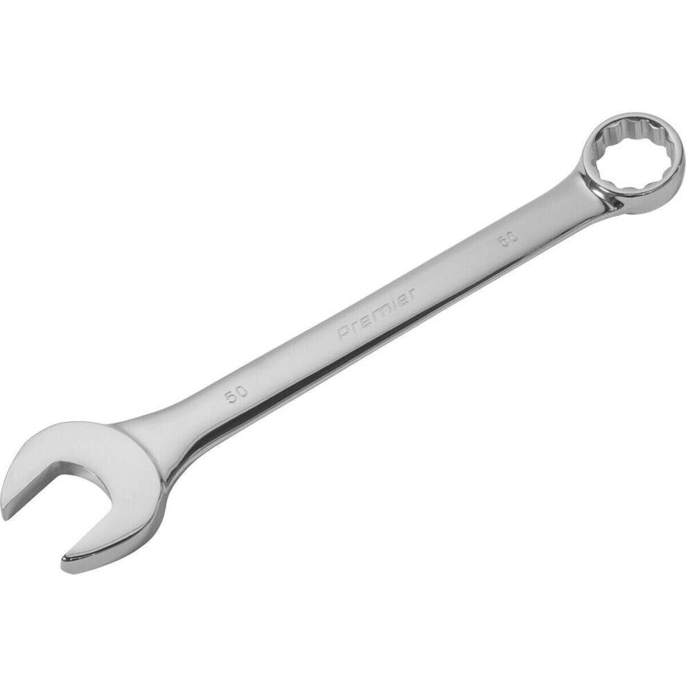 Loops 50Mm Extra Large Combination Spanner - Open Ended & 12 Point Metric Ring Wrench